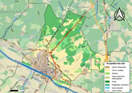 Carte des infrastructures et de l'occupation des sols de la commune en 2018 (CLC).