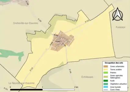 Carte des infrastructures et de l'occupation des sols de la commune en 2018 (CLC).