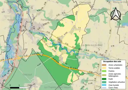 Carte des infrastructures et de l'occupation des sols de la commune en 2018 (CLC).