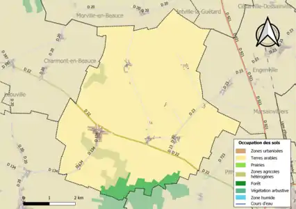 Carte des infrastructures et de l'occupation des sols de la commune en 2018 (CLC).