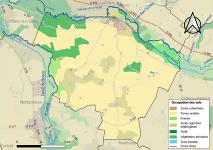 Carte des infrastructures et de l'occupation des sols de la commune en 2018 (CLC).