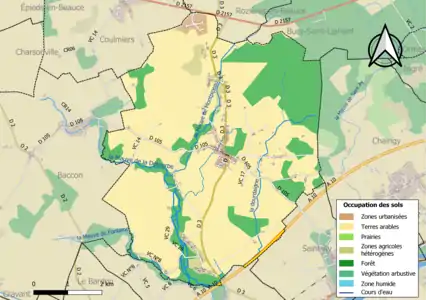 Carte des infrastructures et de l'occupation des sols de la commune en 2018 (CLC).