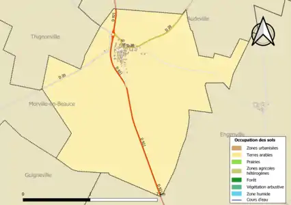 Carte des infrastructures et de l'occupation des sols de la commune en 2018 (CLC).