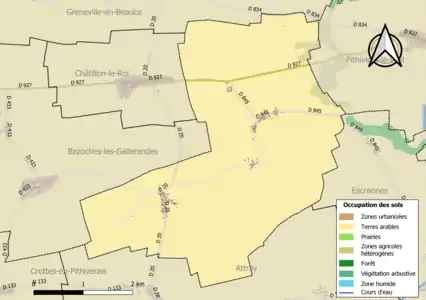 Carte des infrastructures et de l'occupation des sols de la commune en 2018 (CLC).