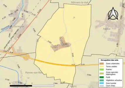 Carte des infrastructures et de l'occupation des sols de la commune en 2018 (CLC).