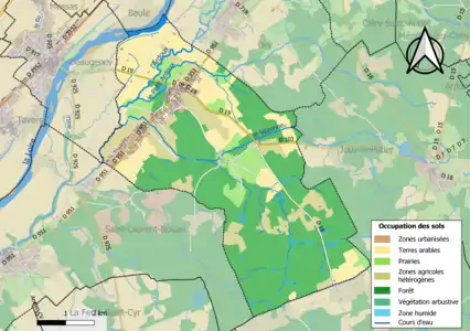 Carte des infrastructures et de l'occupation des sols de la commune en 2018 (CLC).