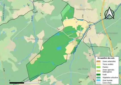 Carte des infrastructures et de l'occupation des sols de la commune en 2018 (CLC).