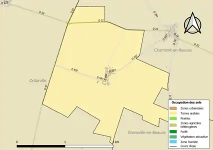 Carte des infrastructures et de l'occupation des sols de la commune en 2018 (CLC).