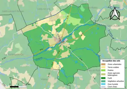 Carte des infrastructures et de l'occupation des sols de la commune en 2018 (CLC).