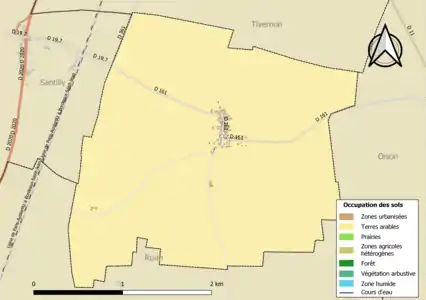 Carte des infrastructures et de l'occupation des sols de la commune en 2018 (CLC).