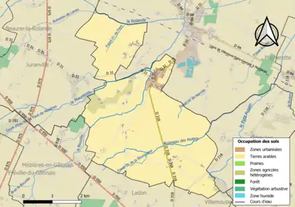 Carte des infrastructures et de l'occupation des sols de la commune en 2018 (CLC).