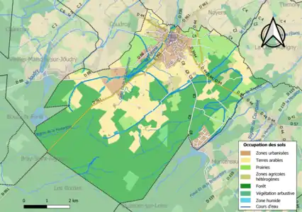 Carte des infrastructures et de l'occupation des sols de la commune en 2018 (CLC).