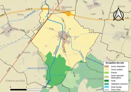 Carte des infrastructures et de l'occupation des sols de la commune en 2018 (CLC).