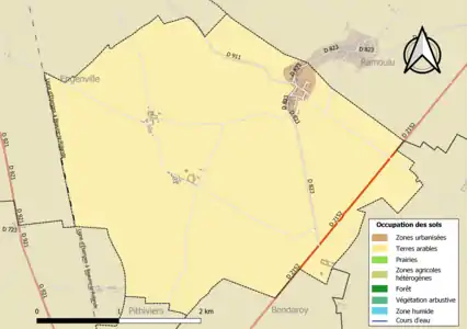 Carte des infrastructures et de l'occupation des sols de la commune en 2018 (CLC).