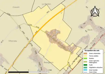 Carte des infrastructures et de l'occupation des sols de la commune en 2018 (CLC).