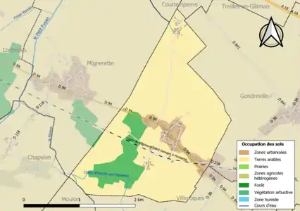 Carte des infrastructures et de l'occupation des sols de la commune en 2018 (CLC).