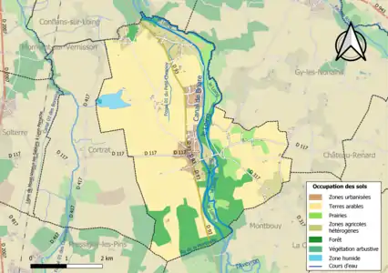 Carte des infrastructures et de l'occupation des sols de la commune en 2018 (CLC).