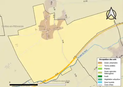 Carte des infrastructures et de l'occupation des sols de la commune en 2018 (CLC).