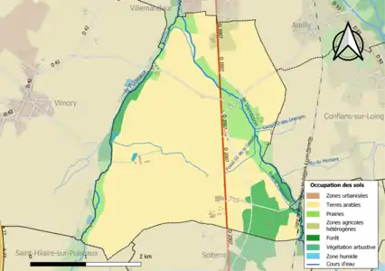 Carte des infrastructures et de l'occupation des sols de la commune en 2018 (CLC).