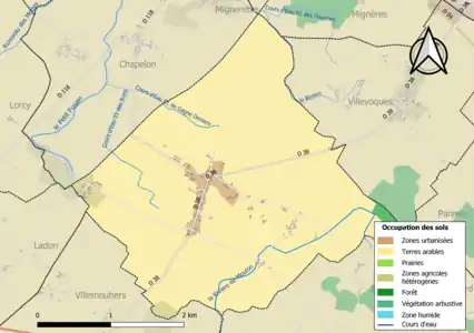 Carte des infrastructures et de l'occupation des sols de la commune en 2018 (CLC).