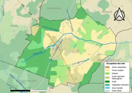 Carte des infrastructures et de l'occupation des sols de la commune en 2018 (CLC).