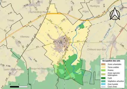 Carte des infrastructures et de l'occupation des sols de la commune en 2018 (CLC).