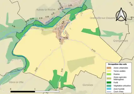 Carte des infrastructures et de l'occupation des sols de la commune en 2018 (CLC).