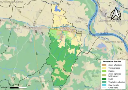 Carte des infrastructures et de l'occupation des sols de la commune en 2018 (CLC).