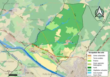 Carte des infrastructures et de l'occupation des sols de la commune en 2018 (CLC).