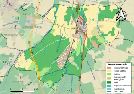 Carte des infrastructures et de l'occupation des sols de la commune en 2018 (CLC).