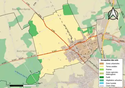 Carte des infrastructures et de l'occupation des sols de la commune en 2018 (CLC).