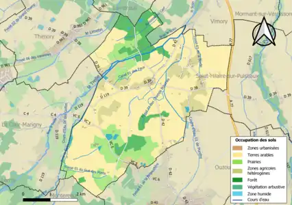 Carte des infrastructures et de l'occupation des sols de la commune en 2018 (CLC).