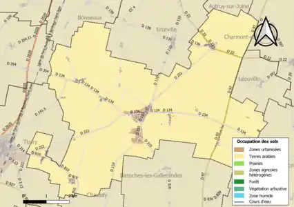 Carte des infrastructures et de l'occupation des sols de la commune en 2018 (CLC).