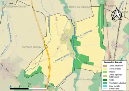 Carte des infrastructures et de l'occupation des sols de la commune en 2018 (CLC).