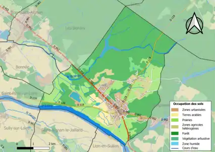 Carte des infrastructures et de l'occupation des sols de la commune en 2018 (CLC).