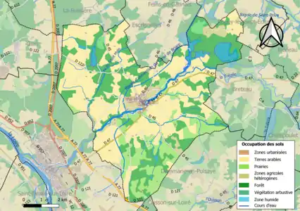 Carte des infrastructures et de l'occupation des sols de la commune en 2018 (CLC).