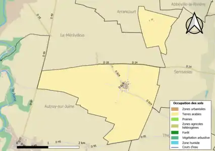 Carte des infrastructures et de l'occupation des sols de la commune en 2018 (CLC).