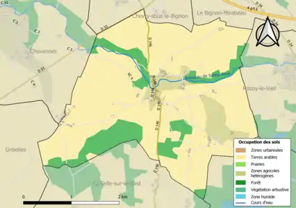 Carte des infrastructures et de l'occupation des sols de la commune en 2018 (CLC).