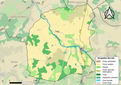 Carte des infrastructures et de l'occupation des sols de la commune en 2018 (CLC).