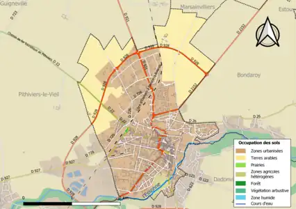 Carte des infrastructures et de l'occupation des sols de la commune en 2018 (CLC).