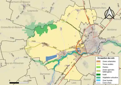 Carte des infrastructures et de l'occupation des sols de la commune en 2018 (CLC).