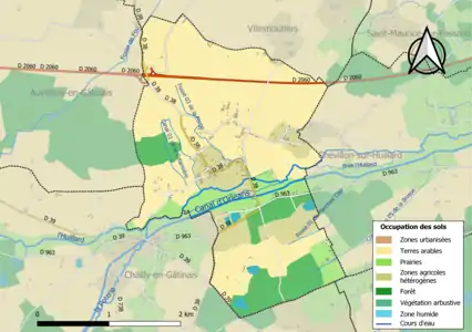 Carte des infrastructures et de l'occupation des sols de la commune en 2018 (CLC).