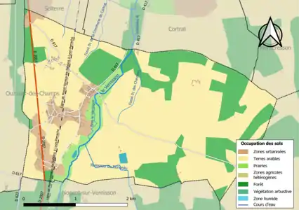 Carte des infrastructures et de l'occupation des sols de la commune en 2018 (CLC).