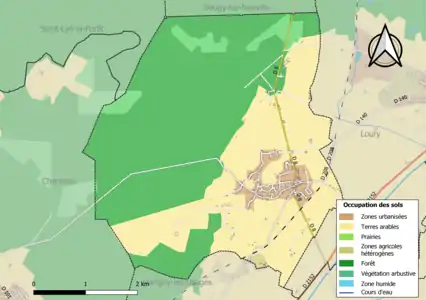 Carte des infrastructures et de l'occupation des sols de la commune en 2018 (CLC).