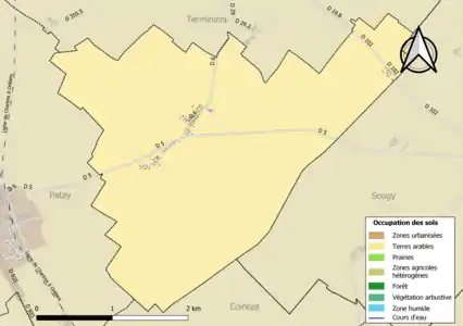 Carte des infrastructures et de l'occupation des sols de la commune en 2018 (CLC).