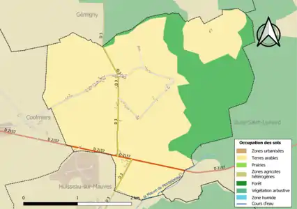 Carte des infrastructures et de l'occupation des sols de la commune en 2018 (CLC).