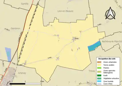 Carte des infrastructures et de l'occupation des sols de la commune en 2018 (CLC).