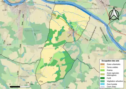 Carte des infrastructures et de l'occupation des sols de la commune en 2018 (CLC).