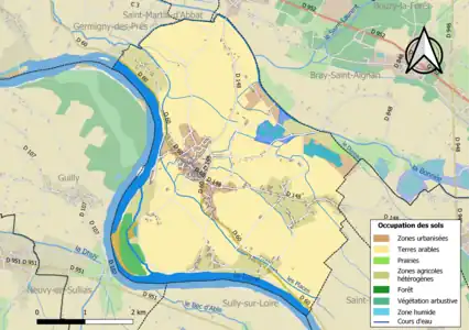 Carte des infrastructures et de l'occupation des sols de la commune en 2018 (CLC).