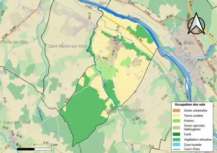 Carte des infrastructures et de l'occupation des sols de la commune en 2018 (CLC).